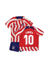 Fotbalové Dres Atletico Madrid Angel Correa #10 Dětské Domácí Oblečení 2022-23 Krátký Rukáv (+ trenýrky)